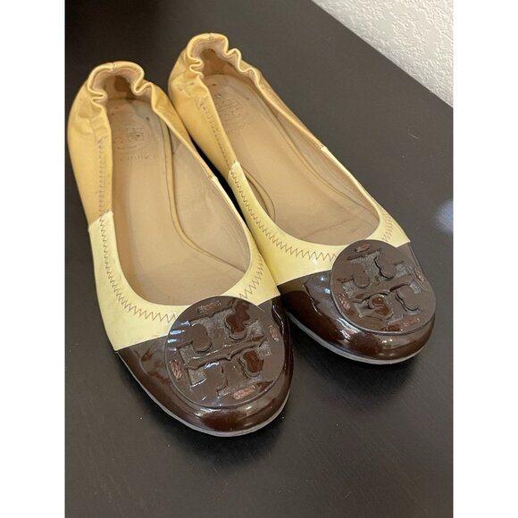 Tory Burch Reva Ballet Flats 5.5 Yellow Slip On Shoes Sandals Twee Luxury Casual - Picture 1 of 6
